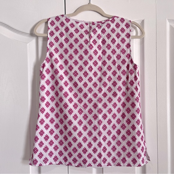 EUC Talbots magenta pink geometric print sleeveless top shirt blouse size 4 - Picture 2 of 6
